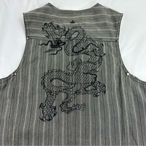 English Laundry Christopher Wicks Gray Embroidered Vest Size Large Pockets